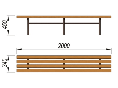 Двухметровая лавочка без спинки 2 м МАФ 1602 в Тамбове