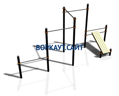 Воркаут комплекс разноуровневых турников со скамьей для пресса ВС-37 в Тамбове