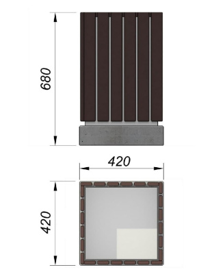 Урна деревянная квадратная с бетонным основанием МАФ 1633 в Тамбове