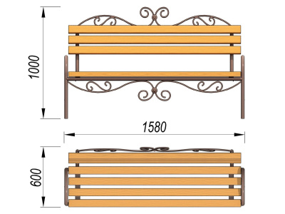 Лавочка кованная МАФ 1606 в Тамбове