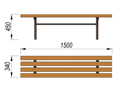 Лавочка без спинки МАФ 1601 в Тамбове