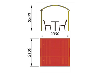 Стол и лавки под навесом МАФ 4005 в Тамбове