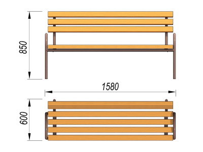 Парковая лавочка со спинкой МАФ 1605 в Тамбове