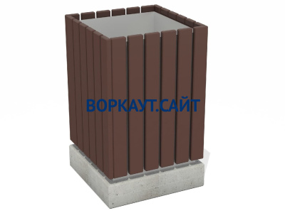 Урна деревянная квадратная с бетонным основанием МАФ 1633 в Тамбове